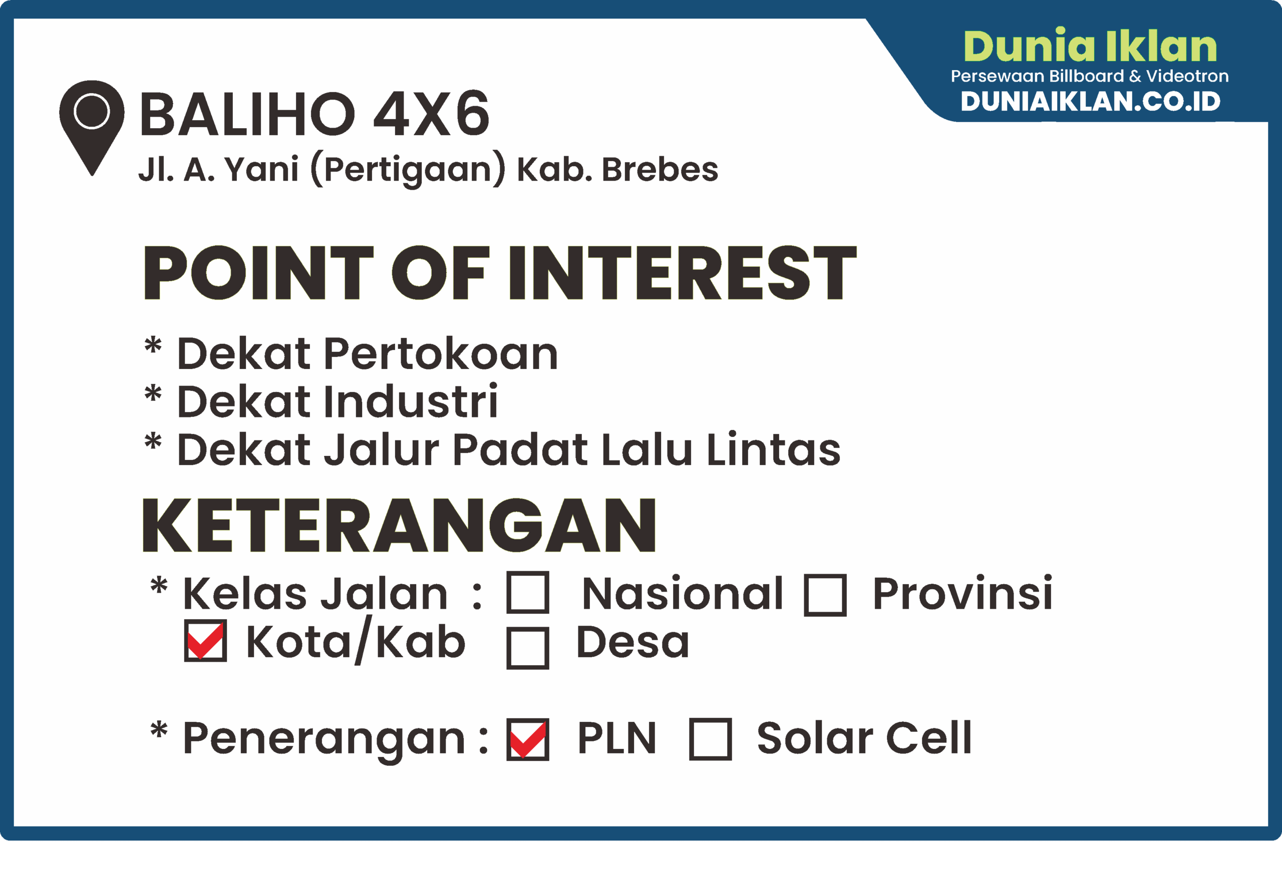Baliho Ukuran 4 x 6 M Vertikal Jl. A. Yani Kab. Brebes - Jawa Tengah - Image 4