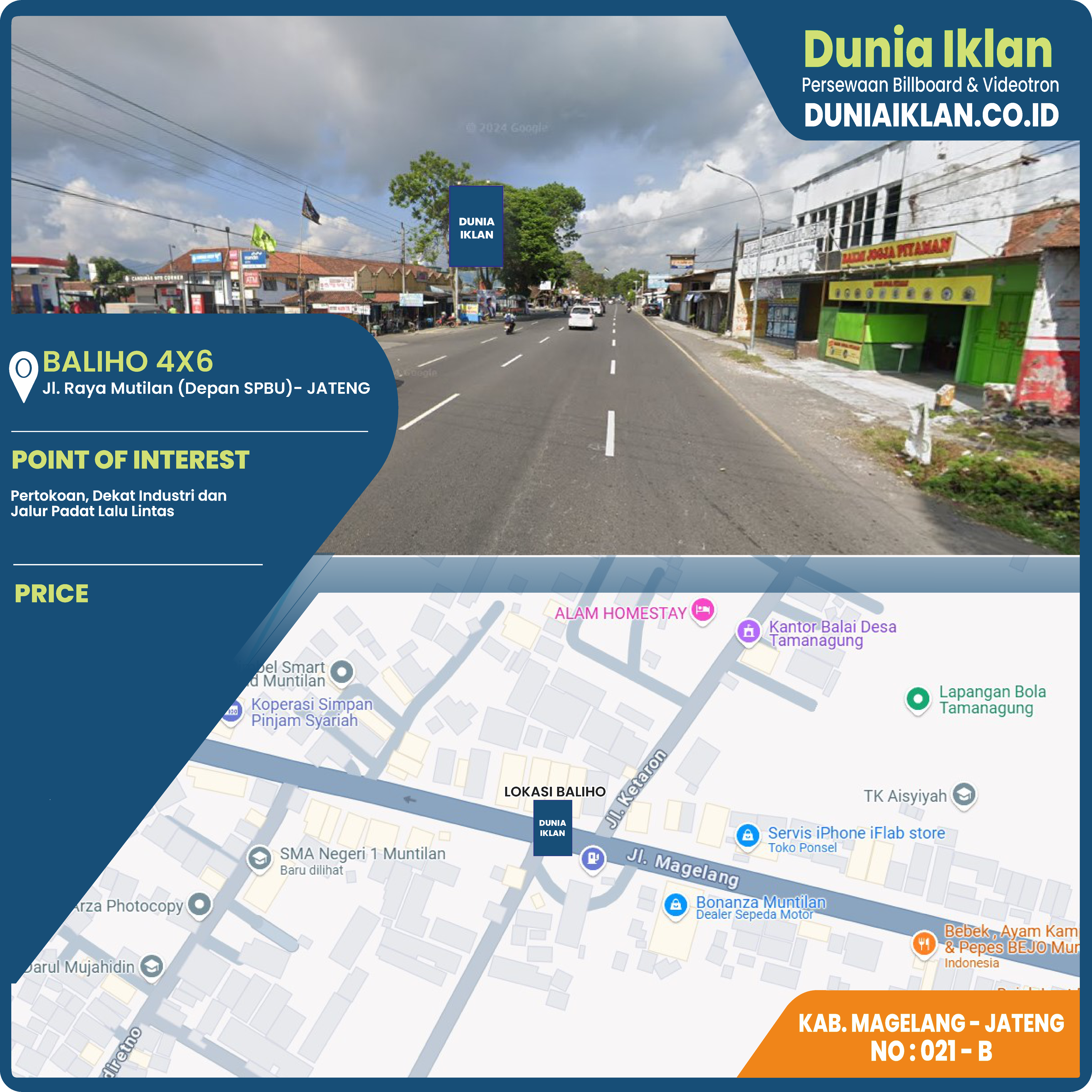 Baliho Ukuran 4 x 6 M Vertikal Jl. Raya Mutilan Kab. Magelang - Jawa Tengah